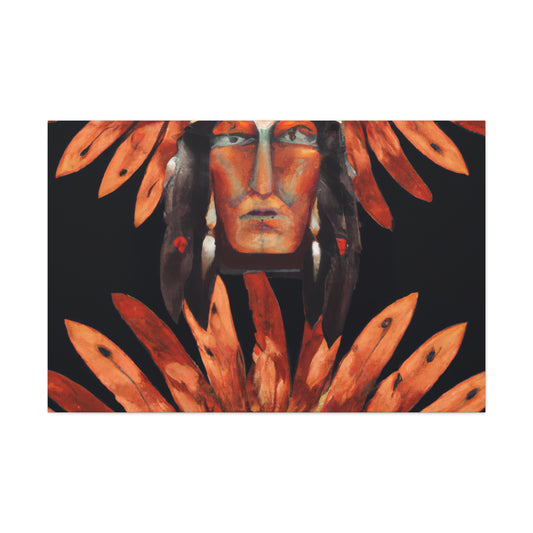 Chief Whiteclaw of the Thundering Mountains - Native American Indian Canvas Wall Art