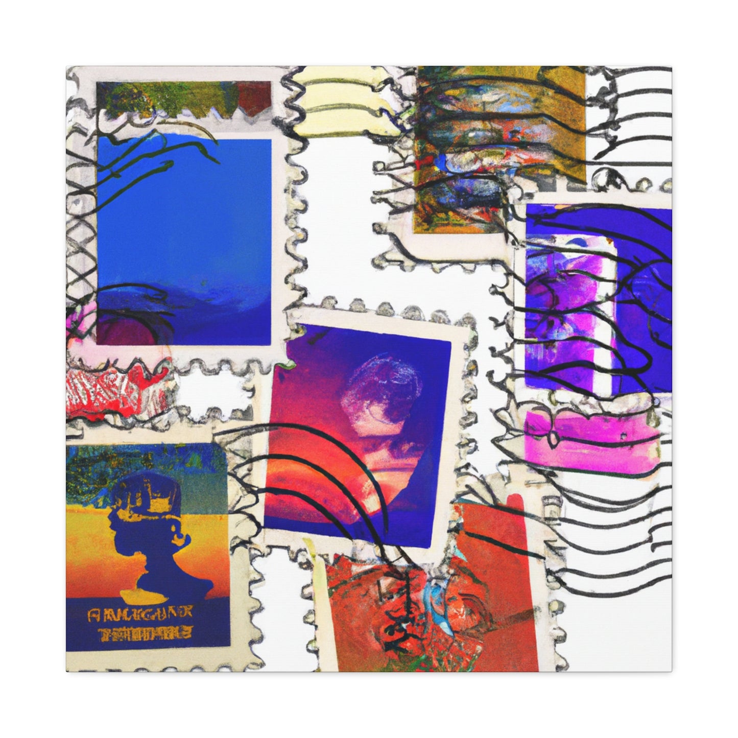 Global Landmarks Stamp Collection - Postage Stamp Collector Canvas Wall Art