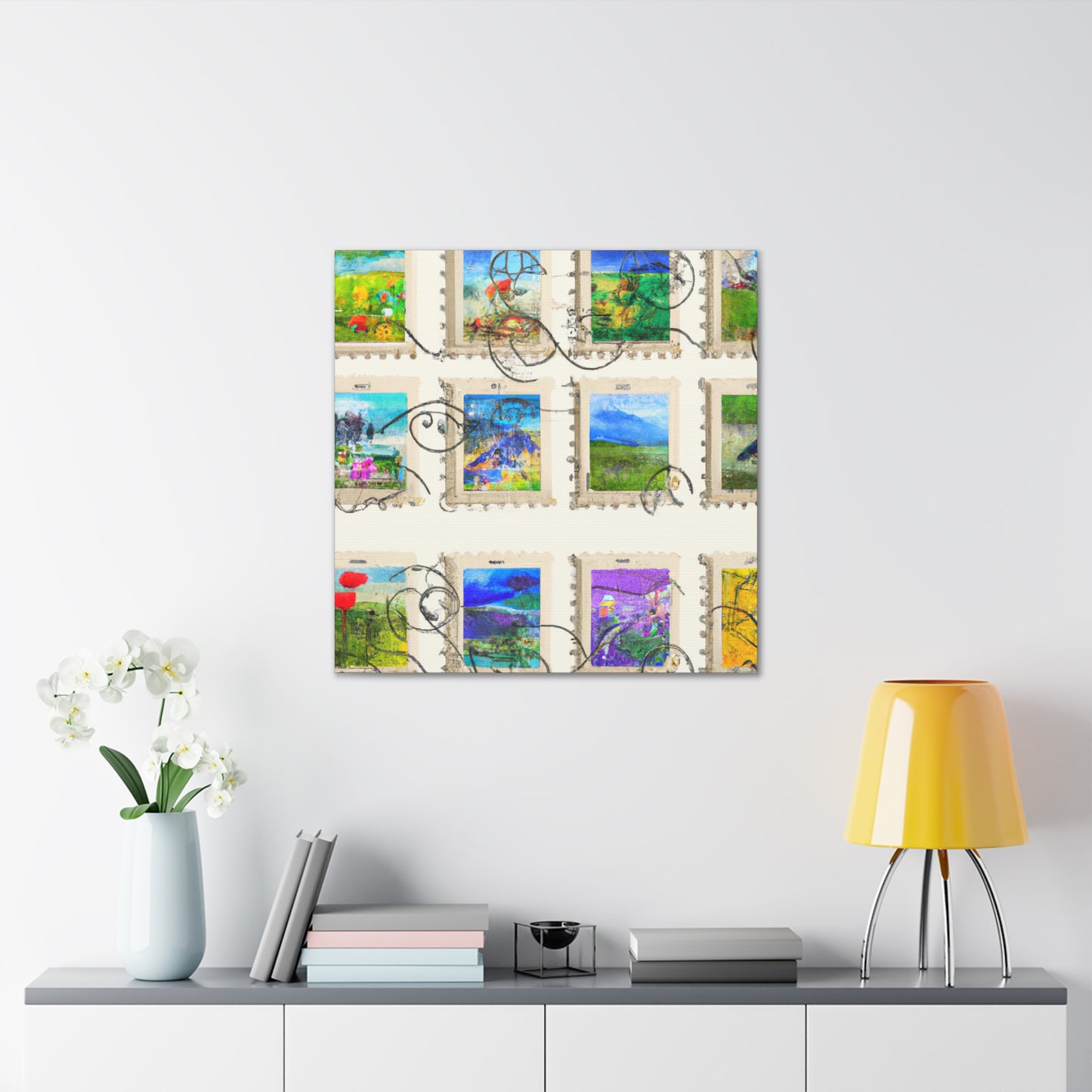 Global Treasures Stamp Collection - Postage Stamp Collector Canvas Wall Art