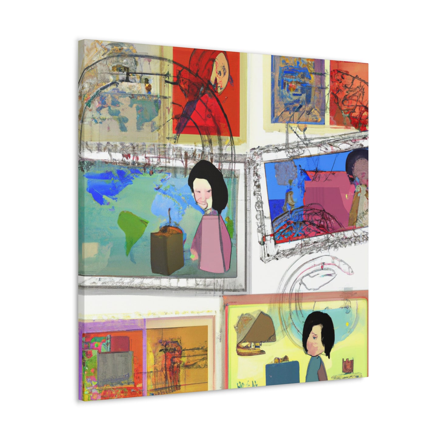 Celebrating Global Cultures: A Journey Through Stamps - Postage Stamp Collector Canvas Wall Art