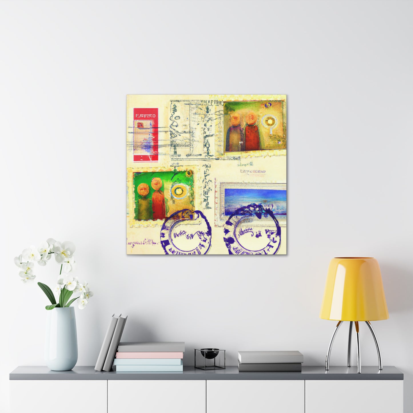 Global Echoes Stamps - Postage Stamp Collector Canvas Wall Art