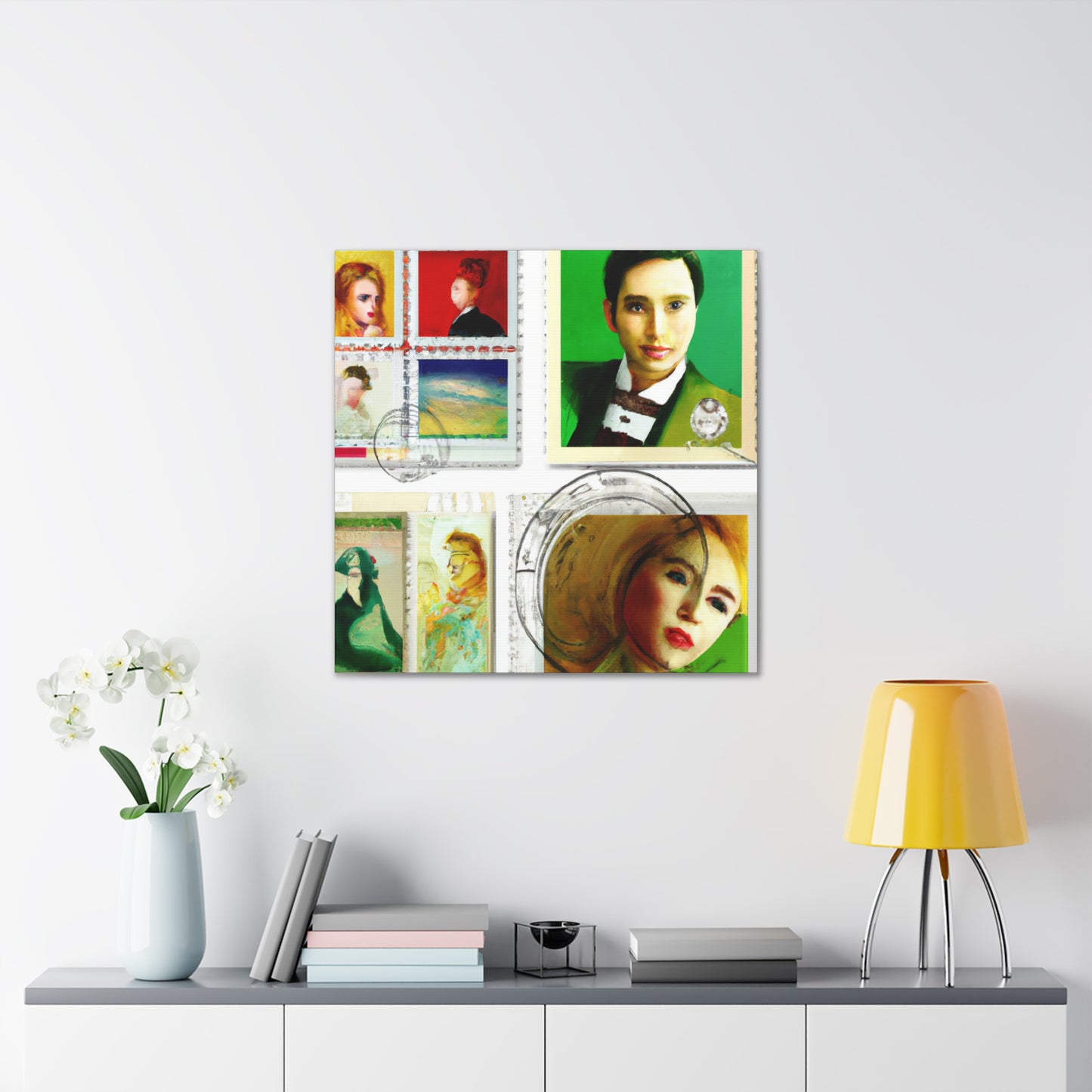 International Melodies Stamp Collection - Postage Stamp Collector Canvas Wall Art