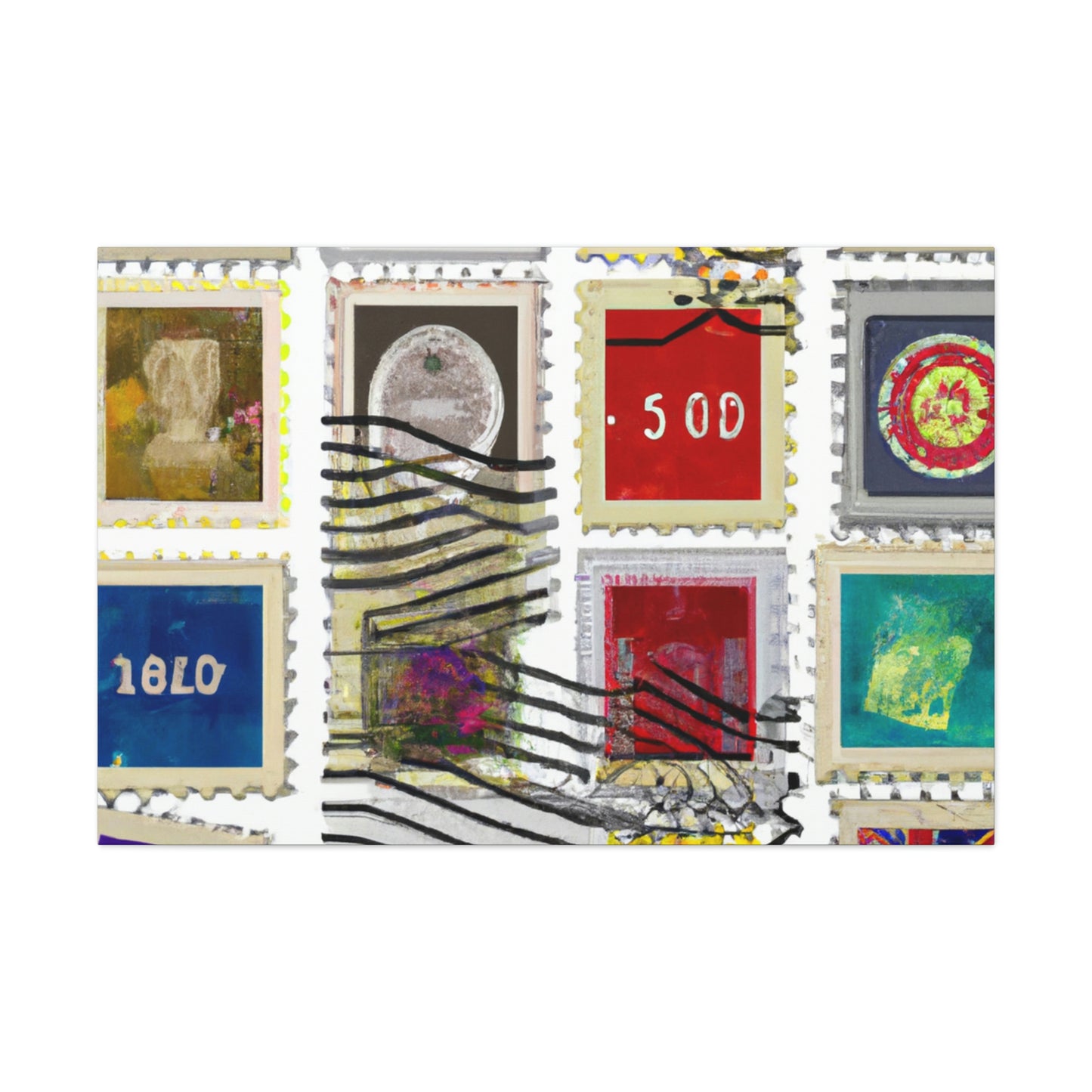 World Wonders Collection - Postage Stamp Collector Canvas Wall Art