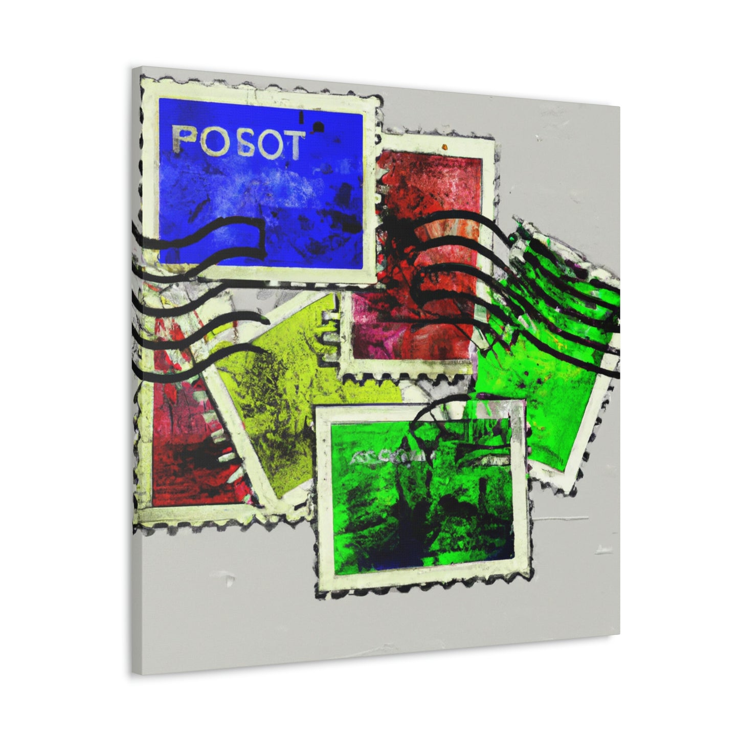 Globe Trotting Postage Stamps - Canvas