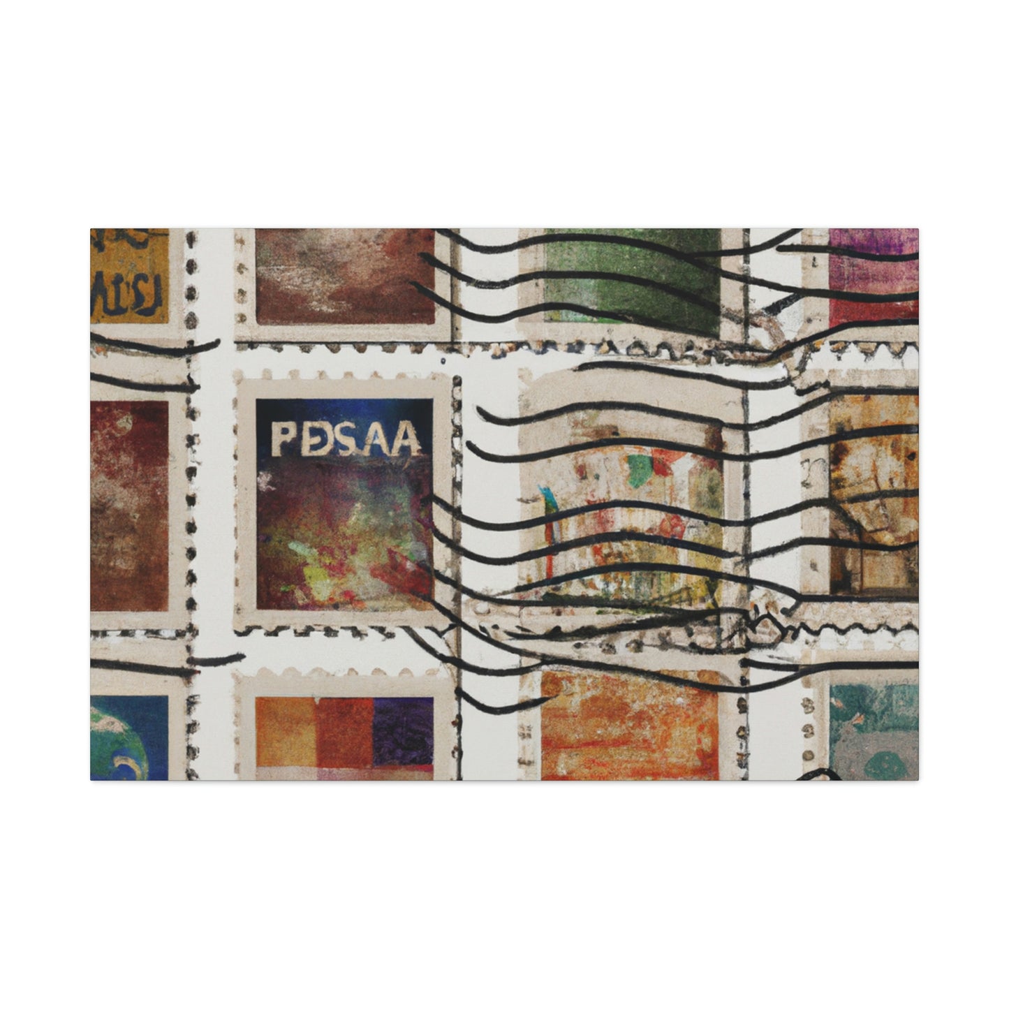 Globe-Trotting Stamps - Postage Stamp Collector Canvas Wall Art