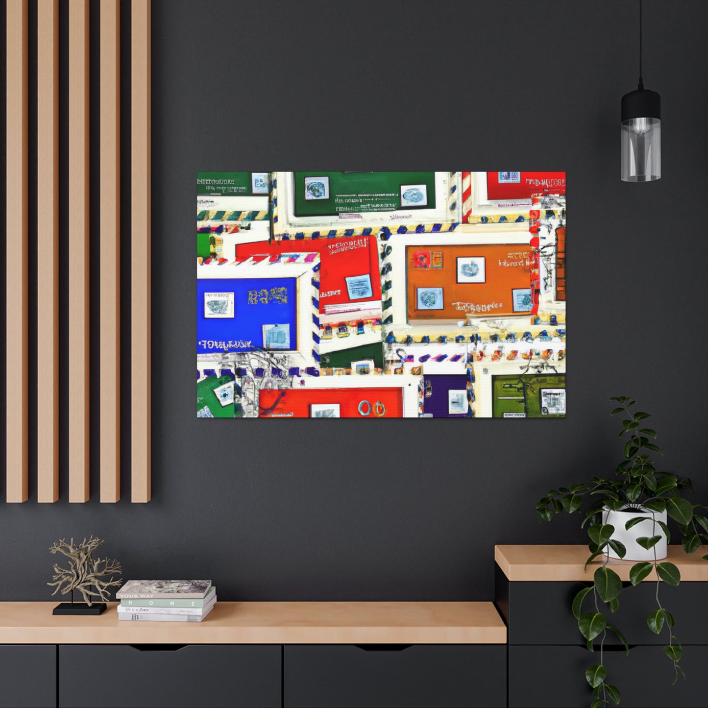 International Art Festival Stamps - Postage Stamp Collector Canvas Wall Art