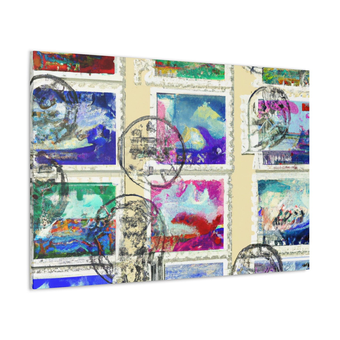 Globe Trotting Stamps - Postage Stamp Collector Canvas Wall Art