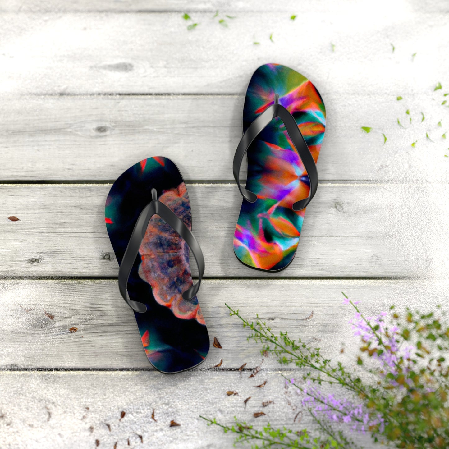 Edwina Applegate Bootmakers - Psychedelic Trippy Flip Flop Beach Sandals