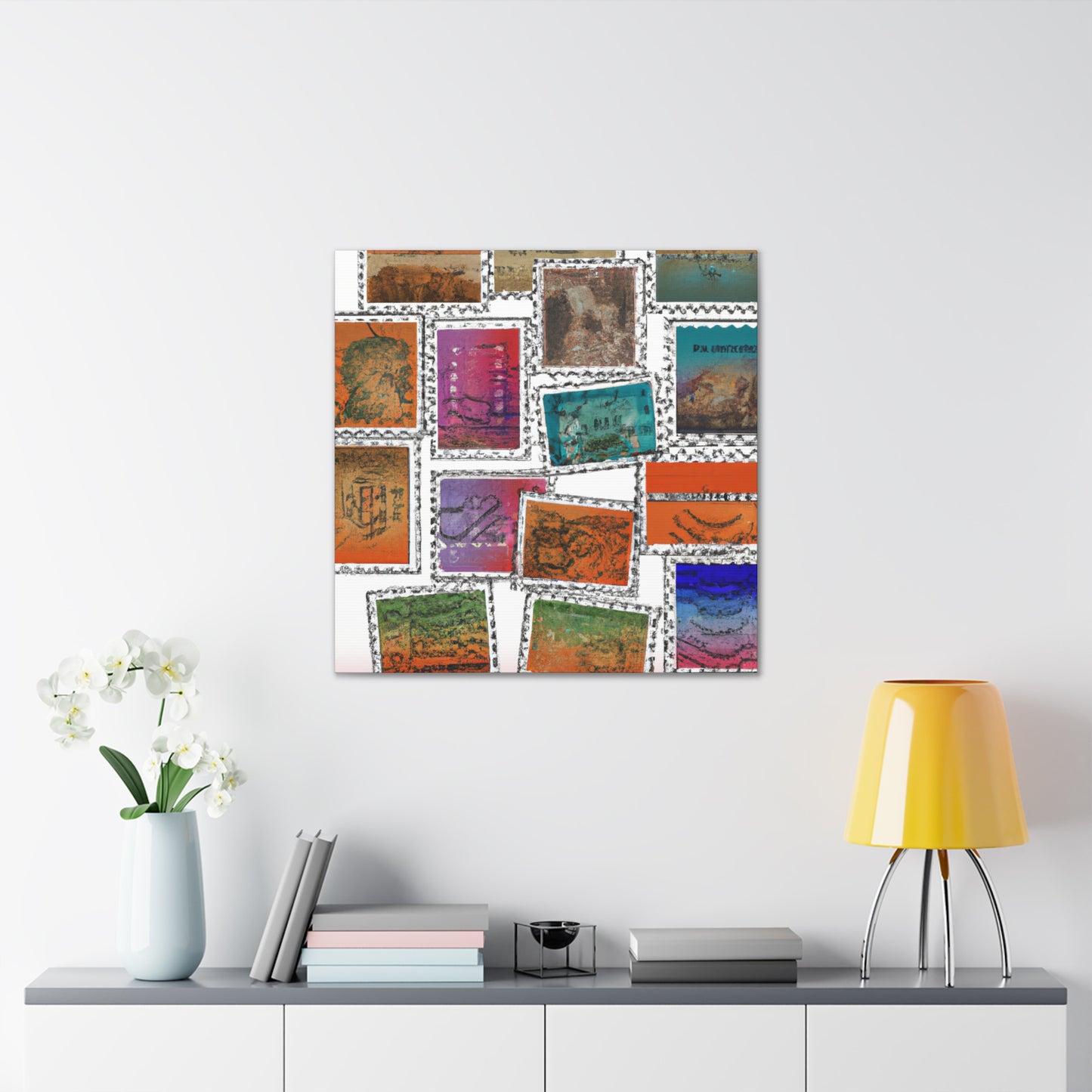 International Traveling Art Stamps - Postage Stamp Collector Canvas Wall Art