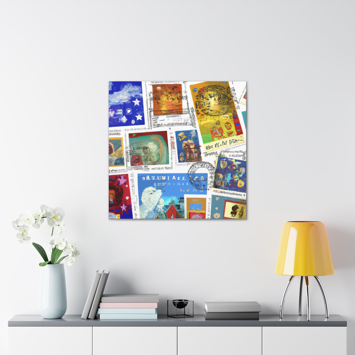 "Global Touring Stamps" - Postage Stamp Collector Canvas Wall Art