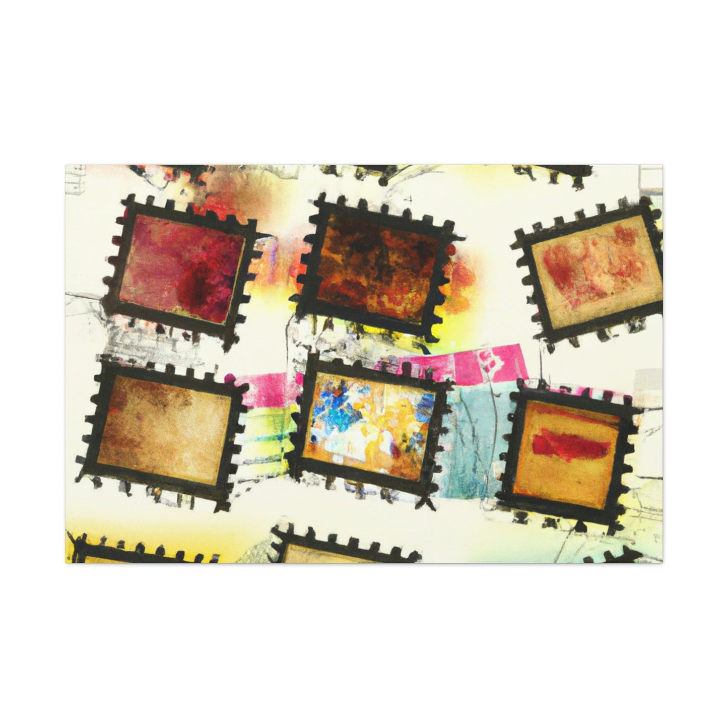 World Tour Postage Stamps. - Postage Stamp Collector Canvas Wall Art