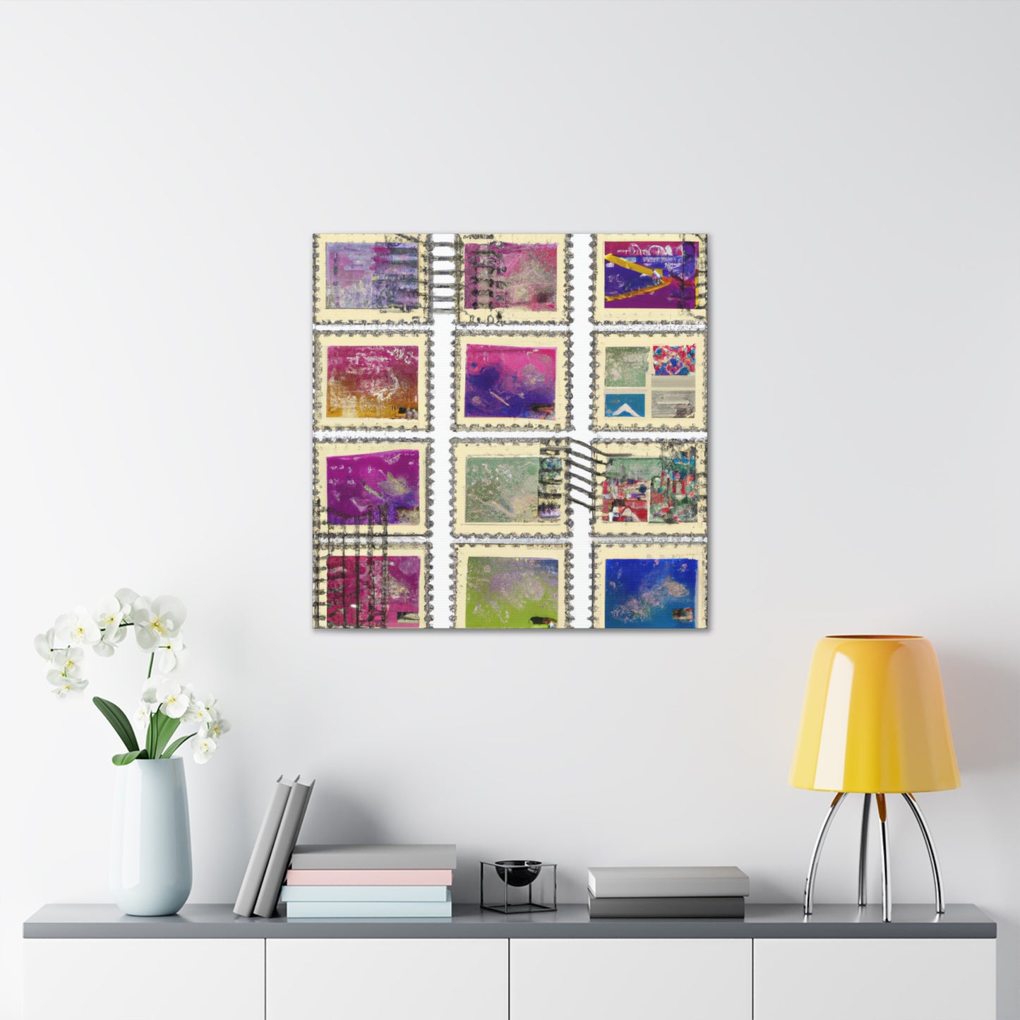 "Around the Globe Stamps" - Postage Stamp Collector Canvas Wall Art