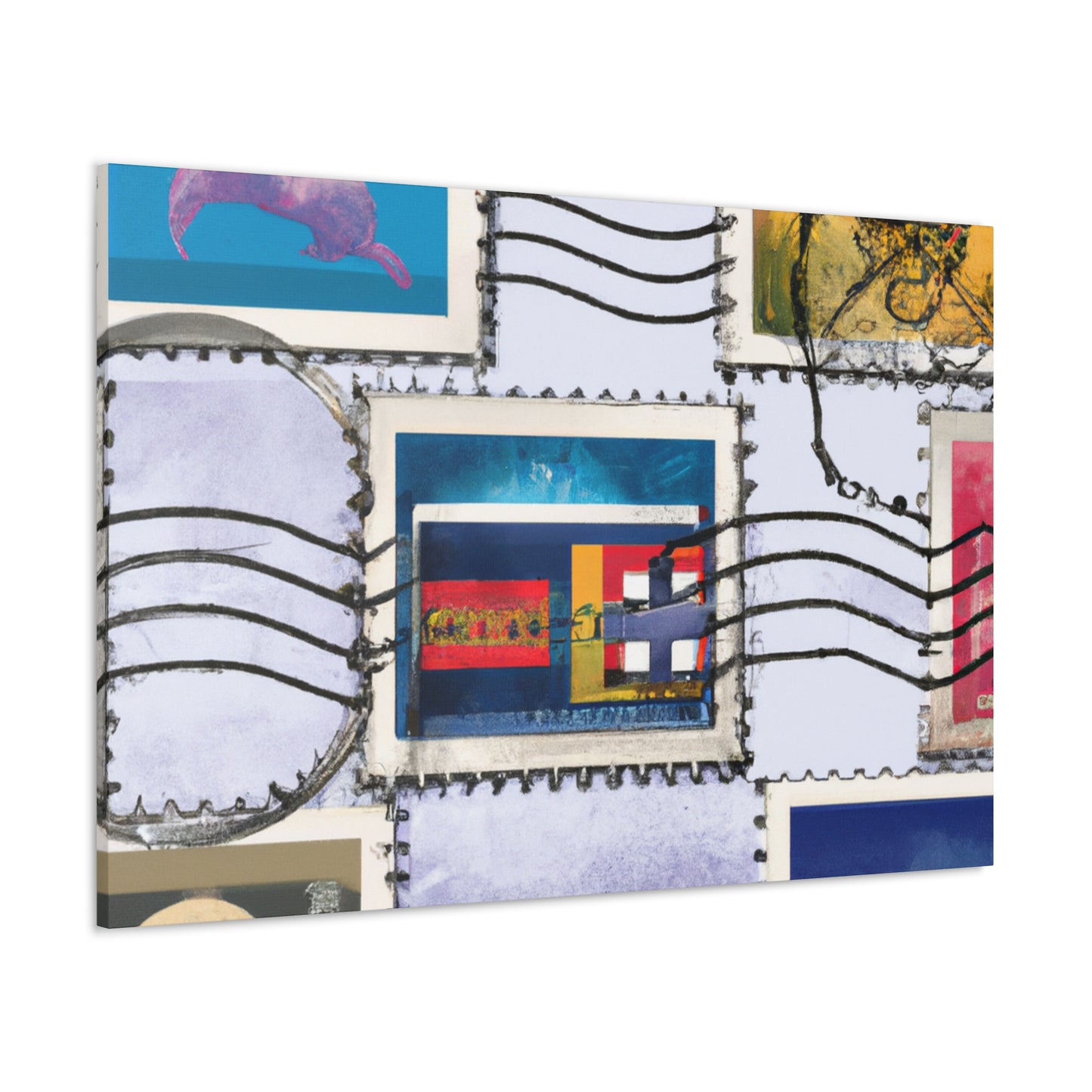 "A World of Postage" - Postage Stamp Collector Canvas Wall Art