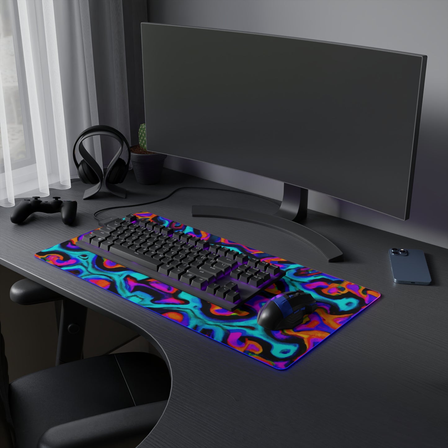 The Commander: Admiral Lucy Swift - Psychedelic Trippy LED Light Up Gaming Mouse Pad