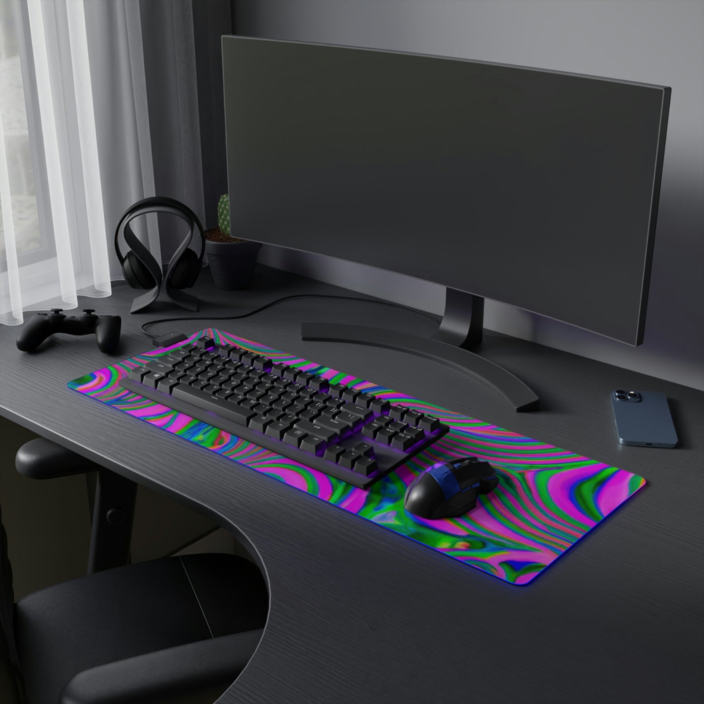 Bipsy Simms - Psychedelic Trippy LED Light Up Gaming Mouse Pad