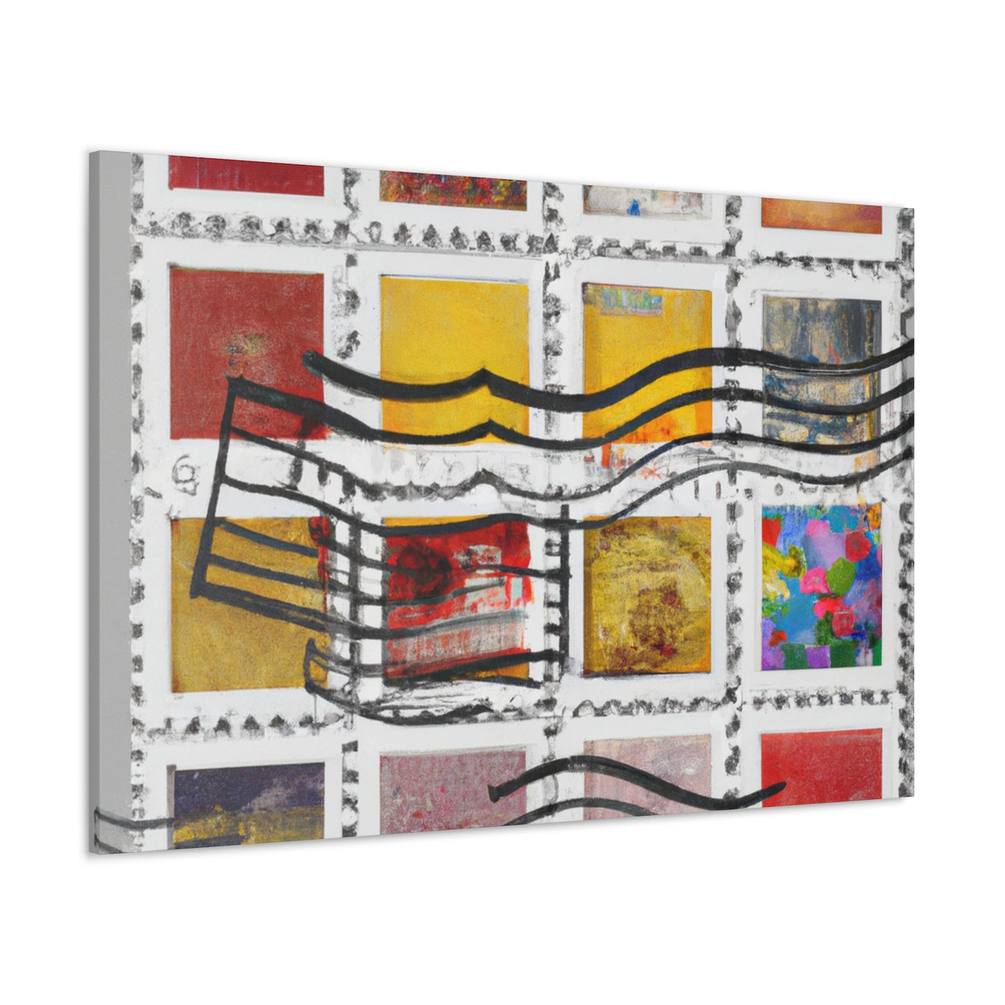 "Global Mosaic: A Stamp Collection of World Wonders" - Postage Stamp Collector Canvas Wall Art