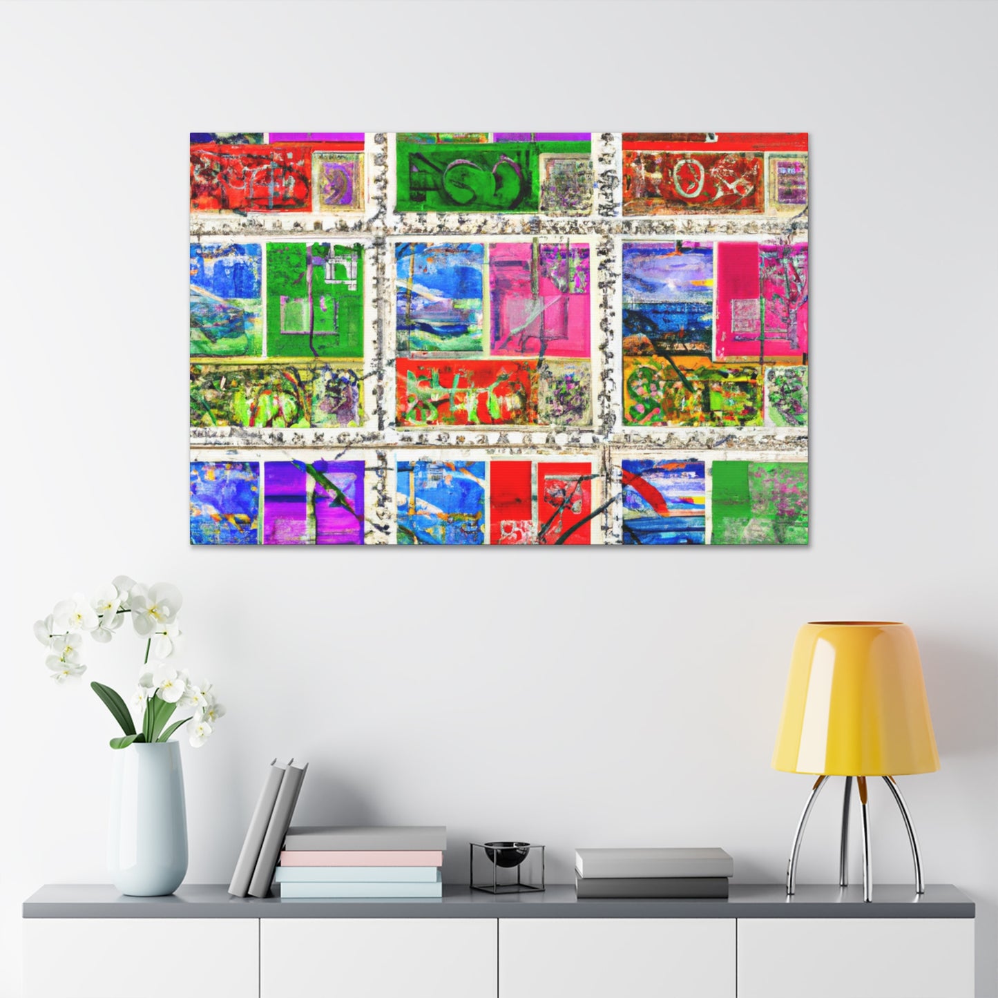 "International Expressions" - Postage Stamp Collector Canvas Wall Art