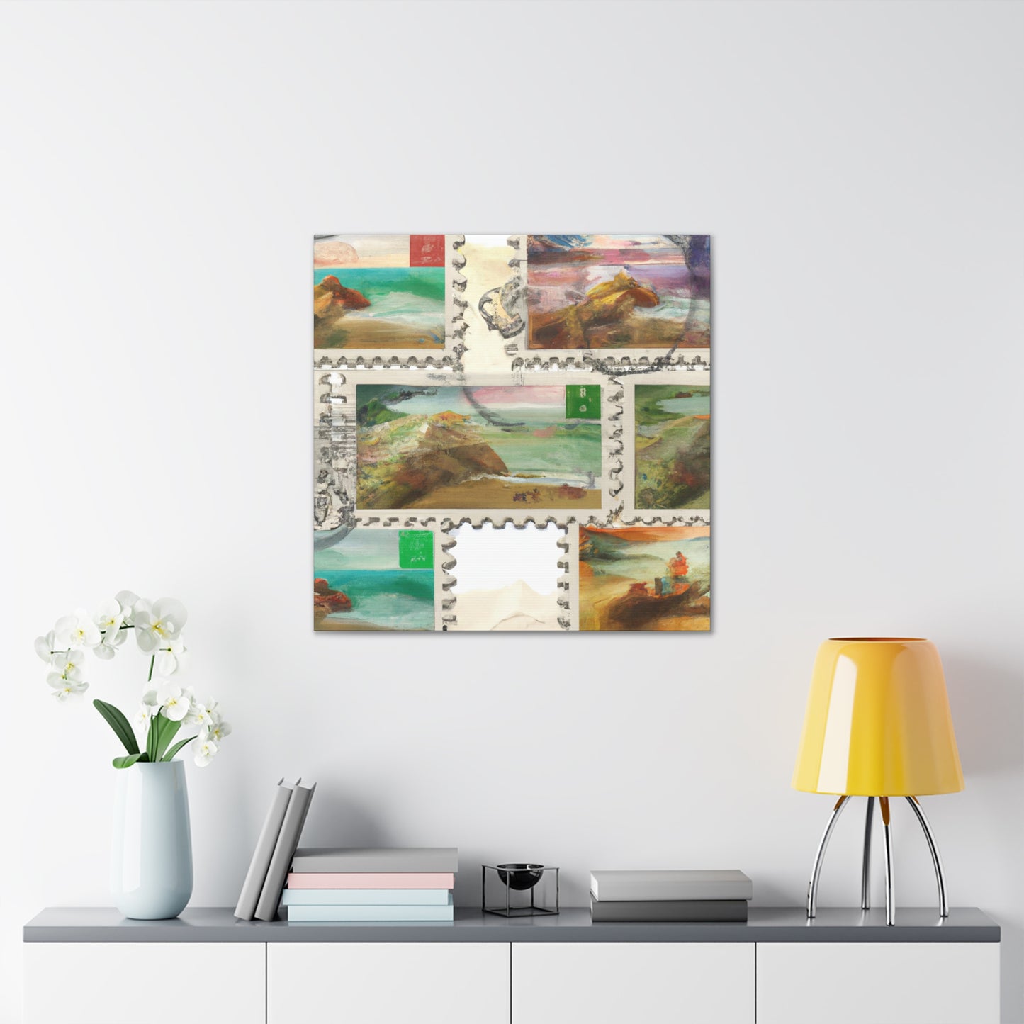 'International Postage' or 'Global Stamp Collection'. - Postage Stamp Collector Canvas Wall Art