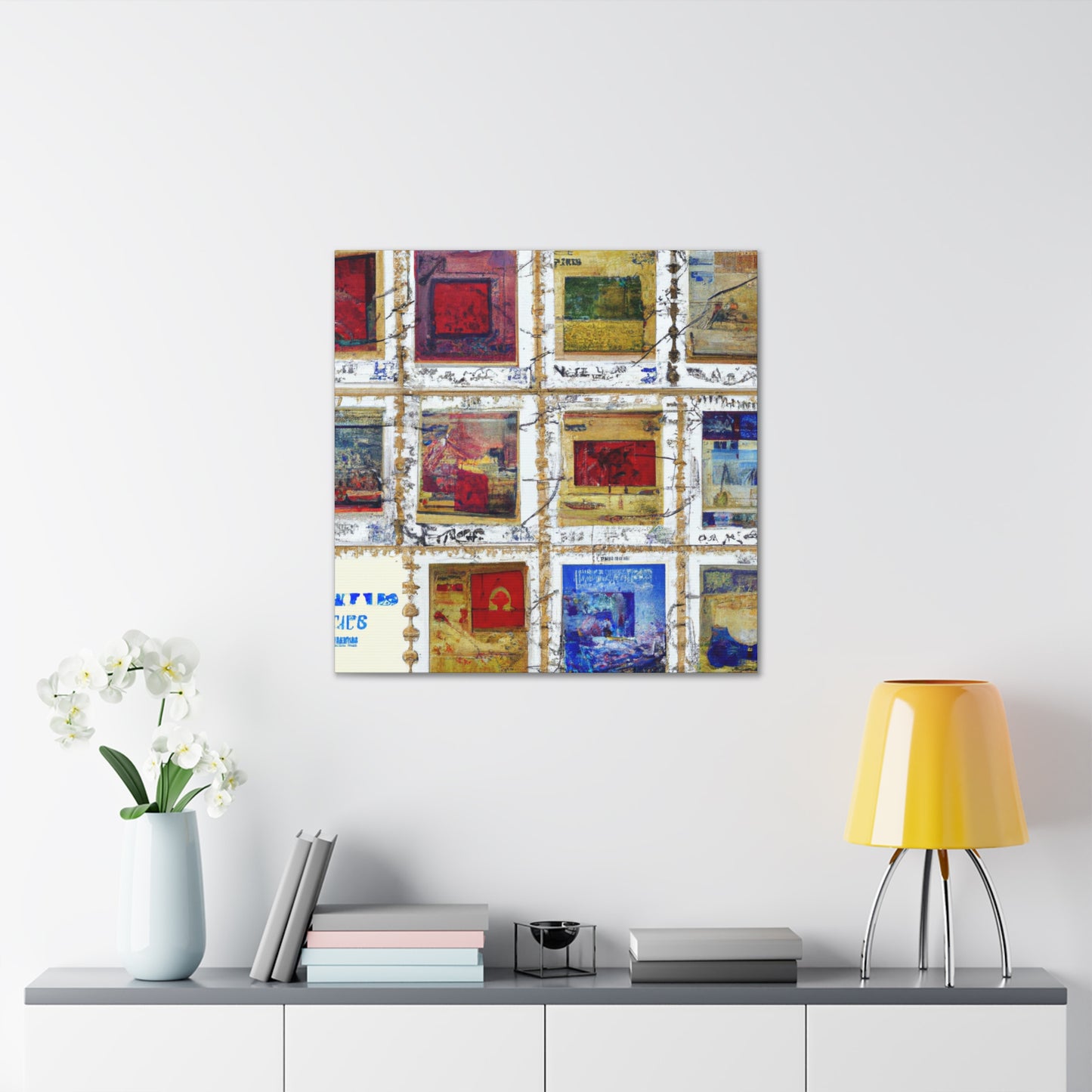 "Global Passport Stamps" - Postage Stamp Collector Canvas Wall Art