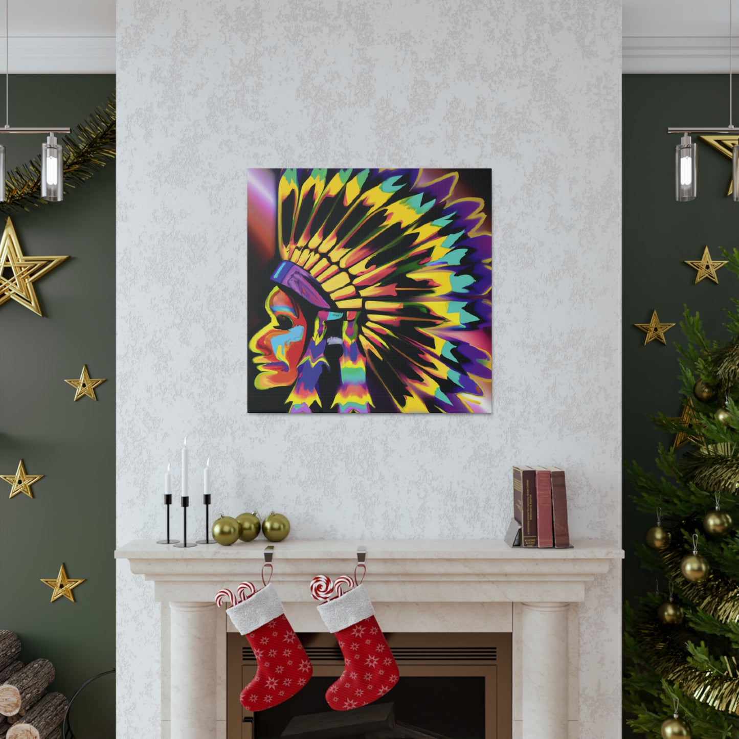 Big Chief Running Deer. - Native American Indian Canvas Wall Art