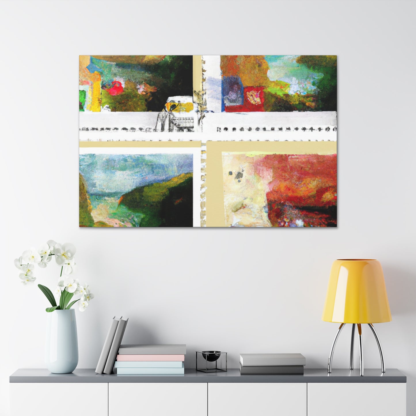 World Wonders Collection - Postage Stamp Collector Canvas Wall Art