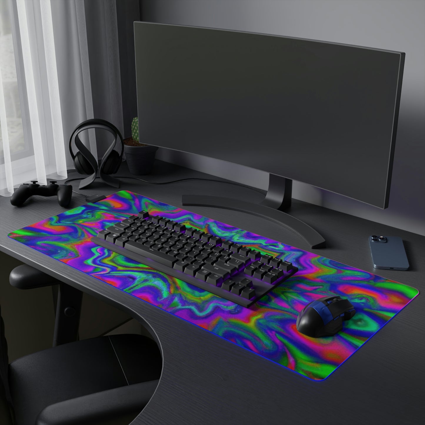 Oliver "Lucky Ollie" McJingles - Psychedelic Trippy LED Light Up Gaming Mouse Pad