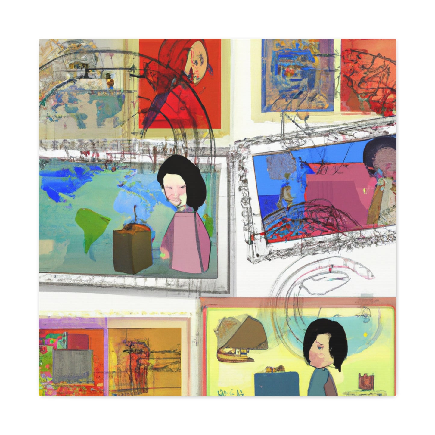 Celebrating Global Cultures: A Journey Through Stamps - Postage Stamp Collector Canvas Wall Art