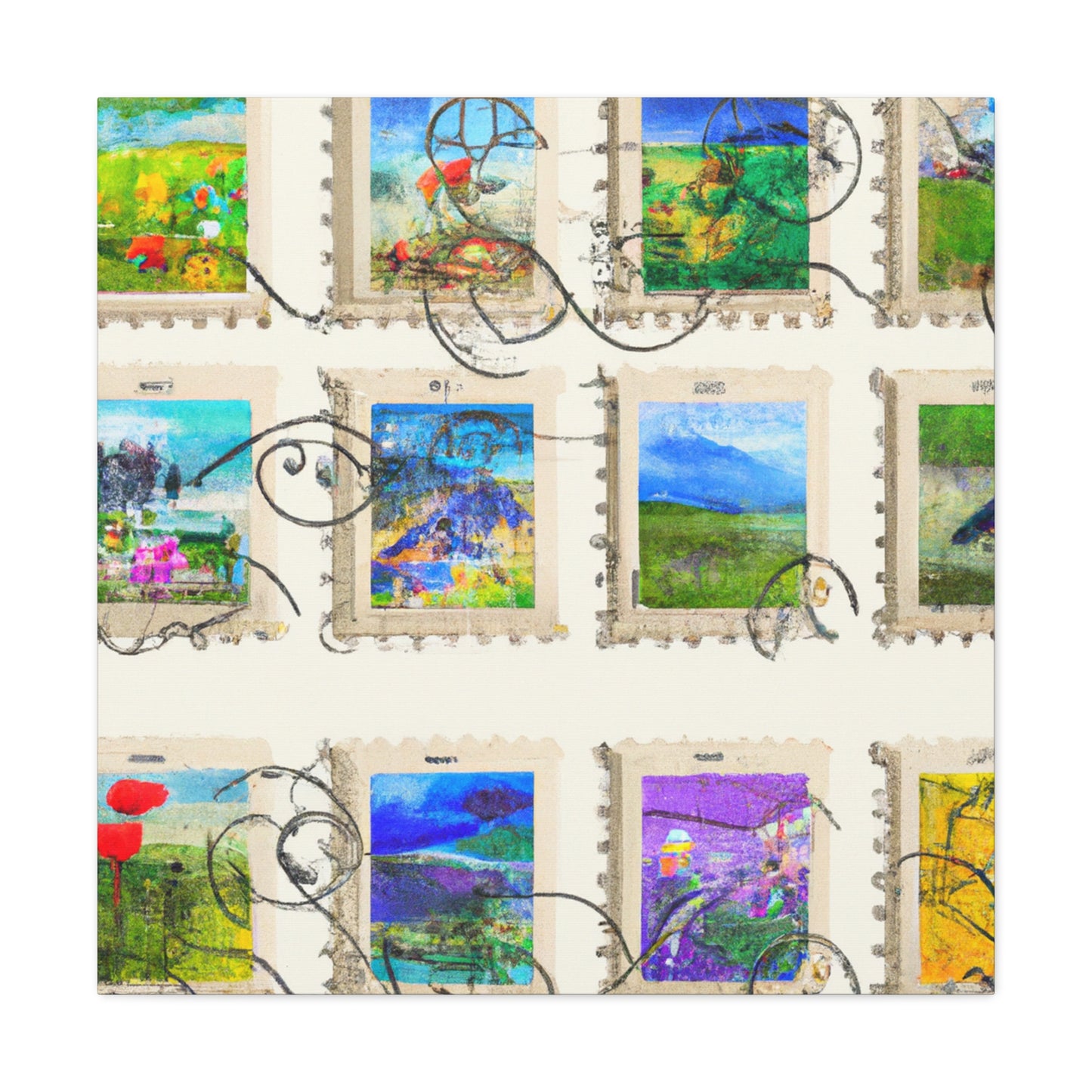 Global Treasures Stamp Collection - Postage Stamp Collector Canvas Wall Art