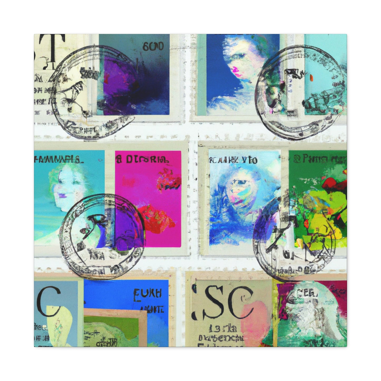 "Vistas of the World": The Stamp Collection. - Postage Stamp Collector Canvas Wall Art