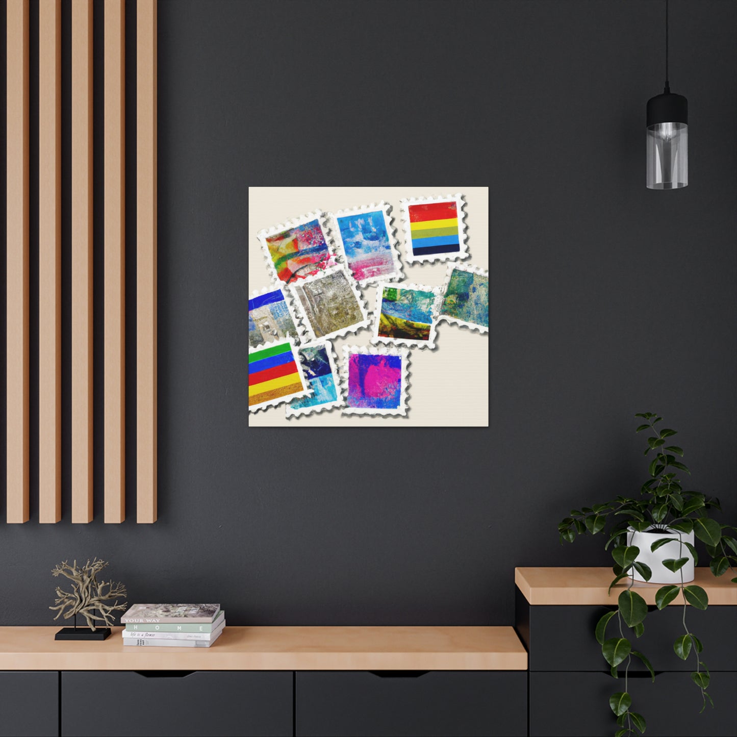 Globalizing: A Stamp Odyssey - Postage Stamp Collector Canvas Wall Art