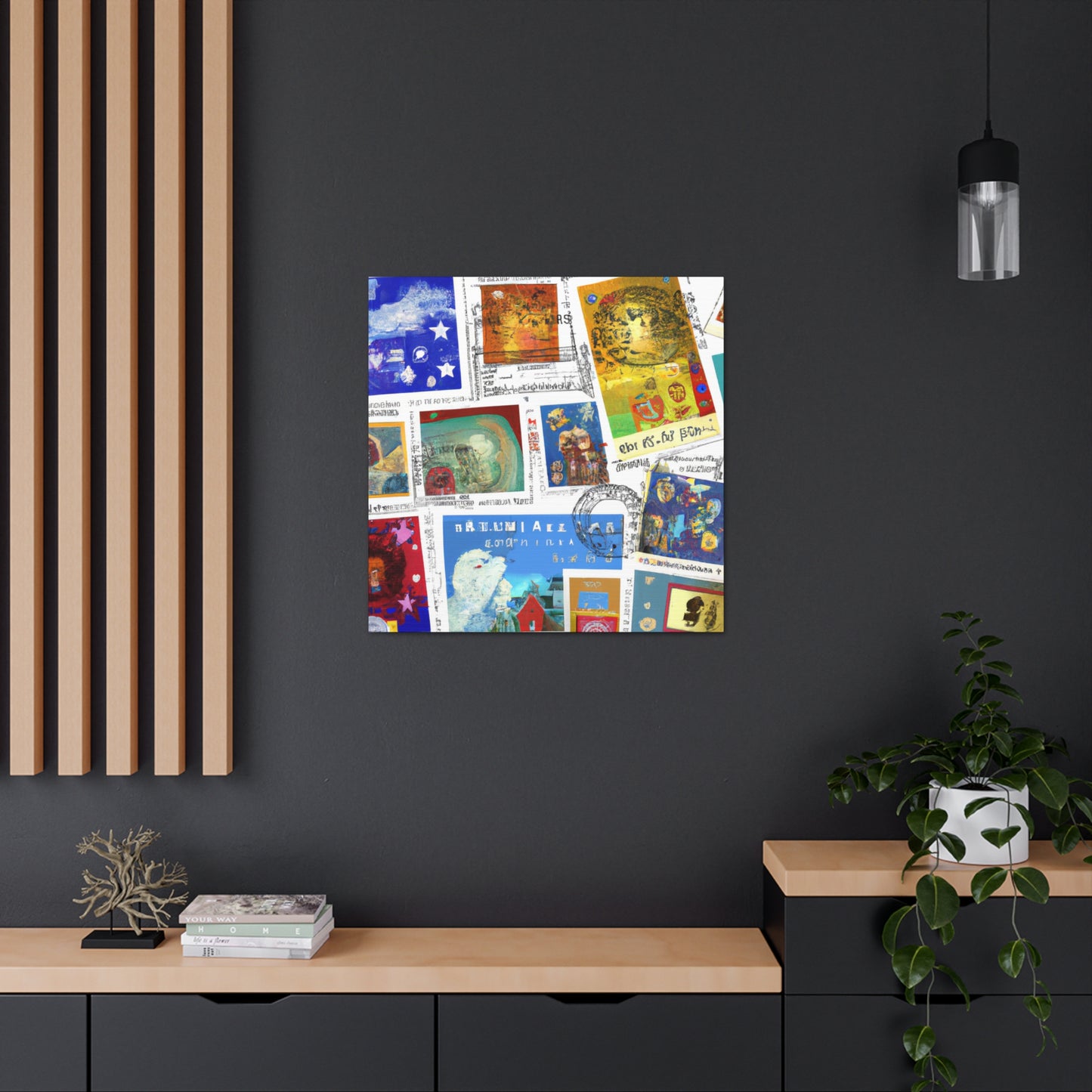 "Global Touring Stamps" - Postage Stamp Collector Canvas Wall Art