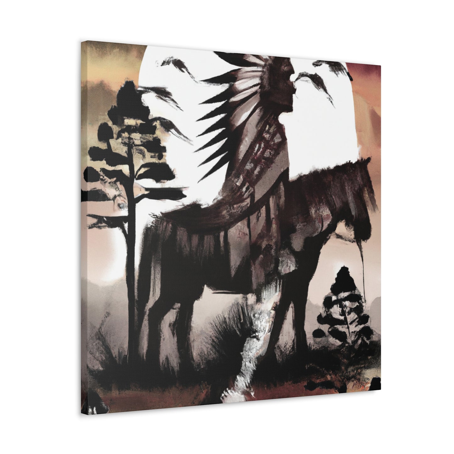 Running Wolf - Native American Indian Canvas Wall Art