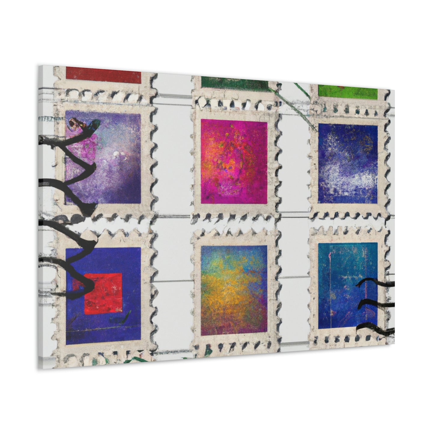 "Cultural Treasures". - Postage Stamp Collector Canvas Wall Art