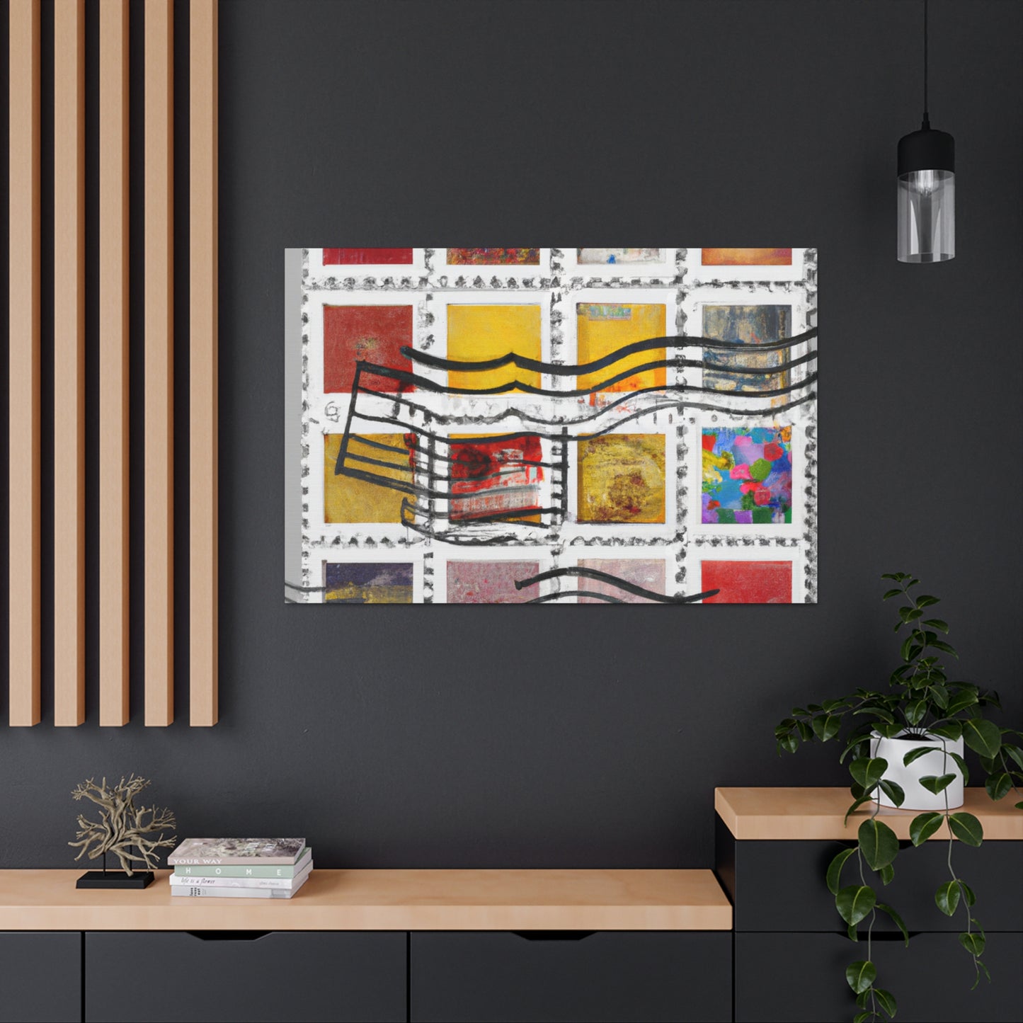 "Global Mosaic: A Stamp Collection of World Wonders" - Postage Stamp Collector Canvas Wall Art