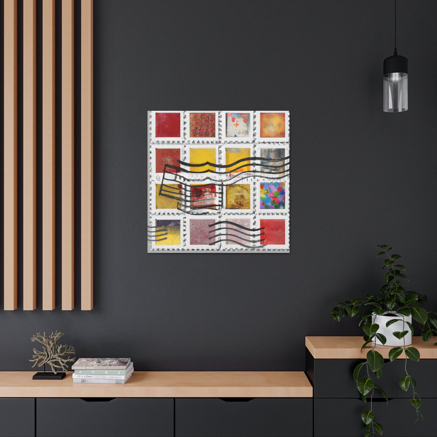 "Global Mosaic: A Stamp Collection of World Wonders" - Postage Stamp Collector Canvas Wall Art