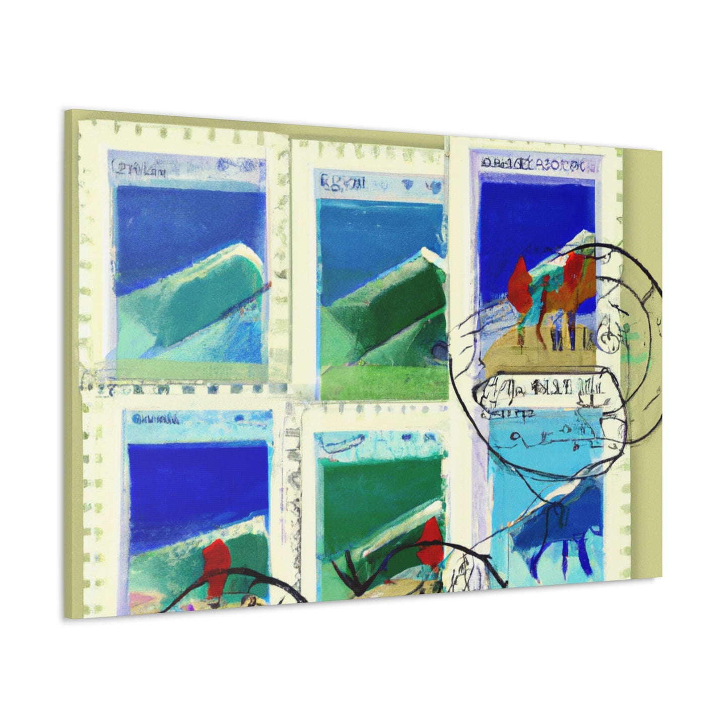 "Global Wonders" Stamps - Postage Stamp Collector Canvas Wall Art