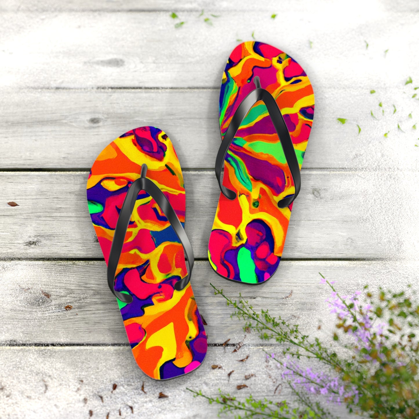 Caleb Shoefoot - Psychedelic Trippy Flip Flop Beach Sandals