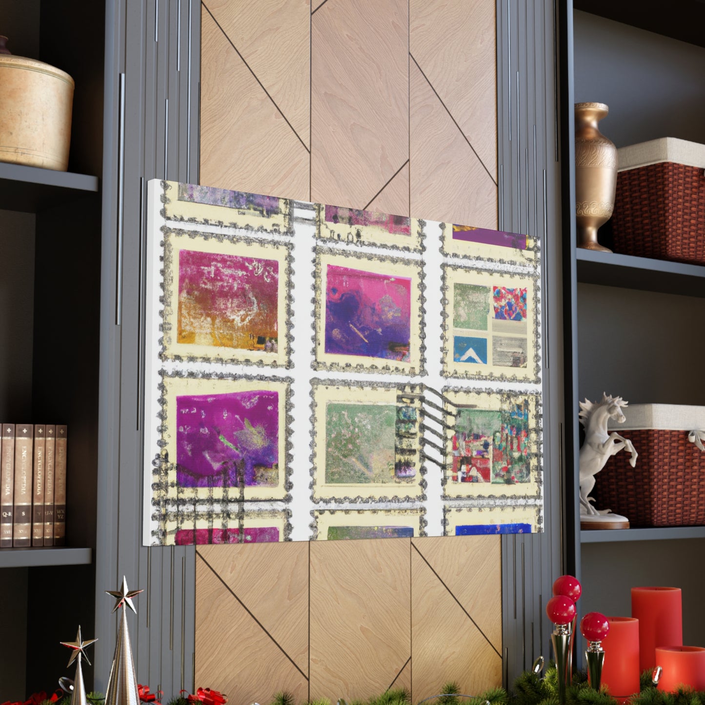 "Around the Globe Stamps" - Postage Stamp Collector Canvas Wall Art