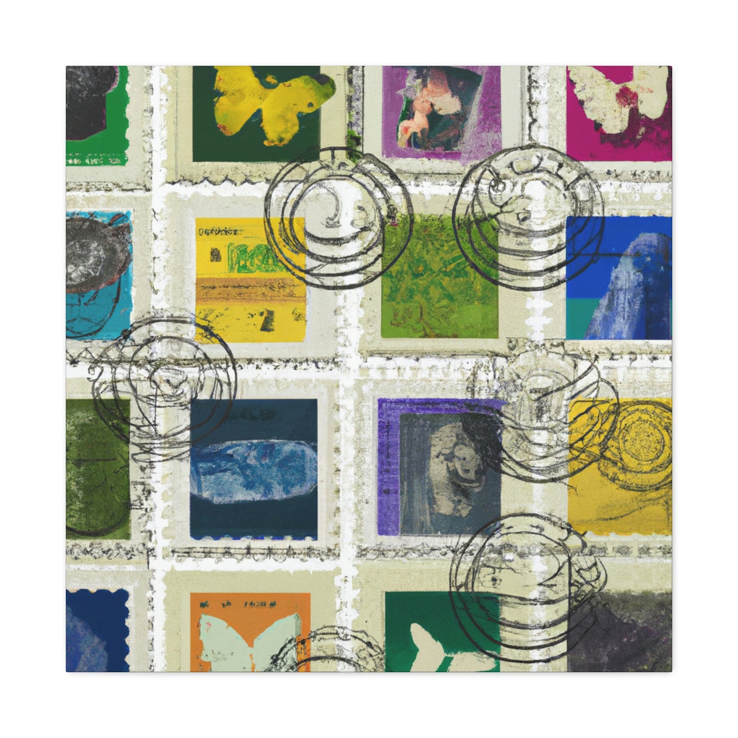 "Worldwide Wonders: An International Postage Stamp Collection" - Postage Stamp Collector Canvas Wall Art