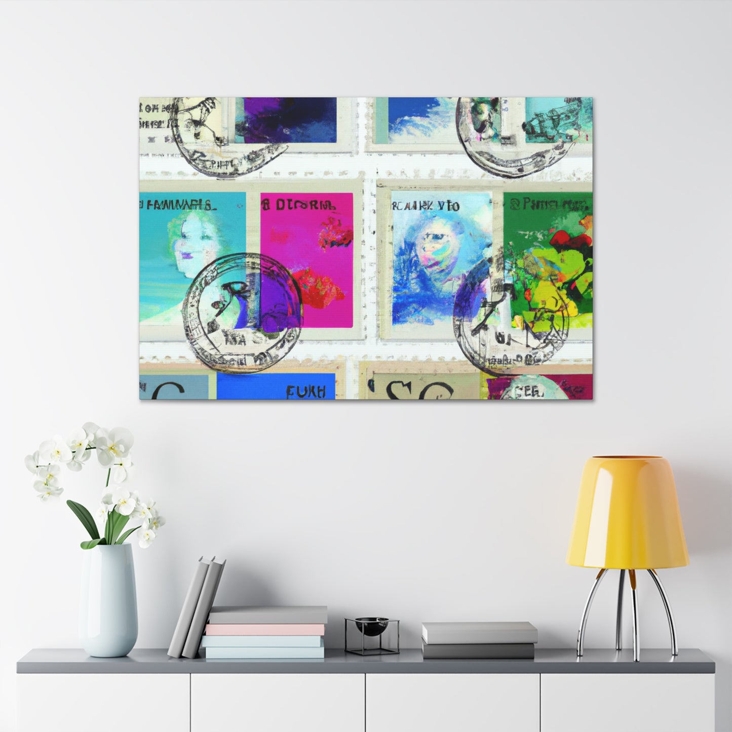 "Vistas of the World": The Stamp Collection. - Postage Stamp Collector Canvas Wall Art