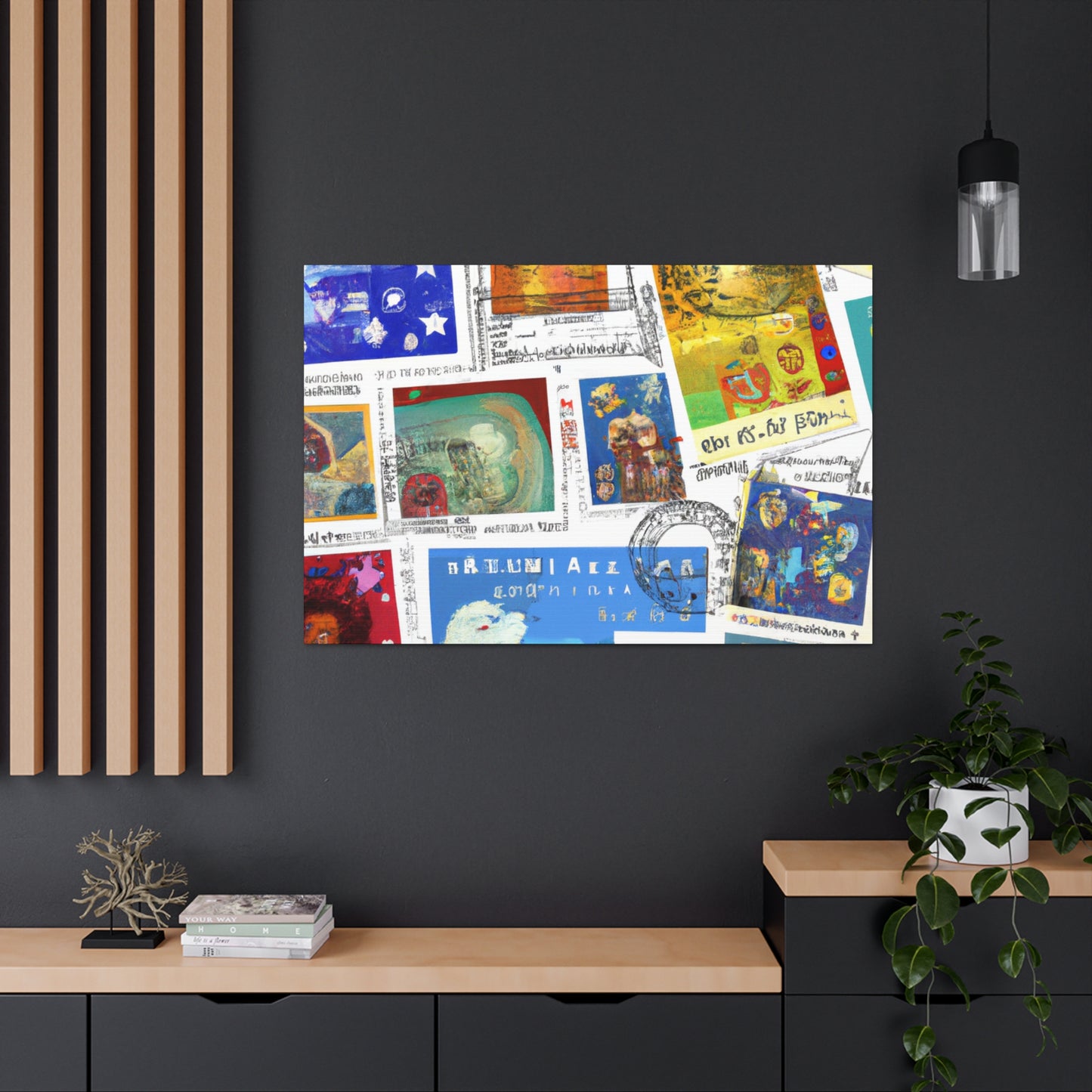 "Global Touring Stamps" - Postage Stamp Collector Canvas Wall Art