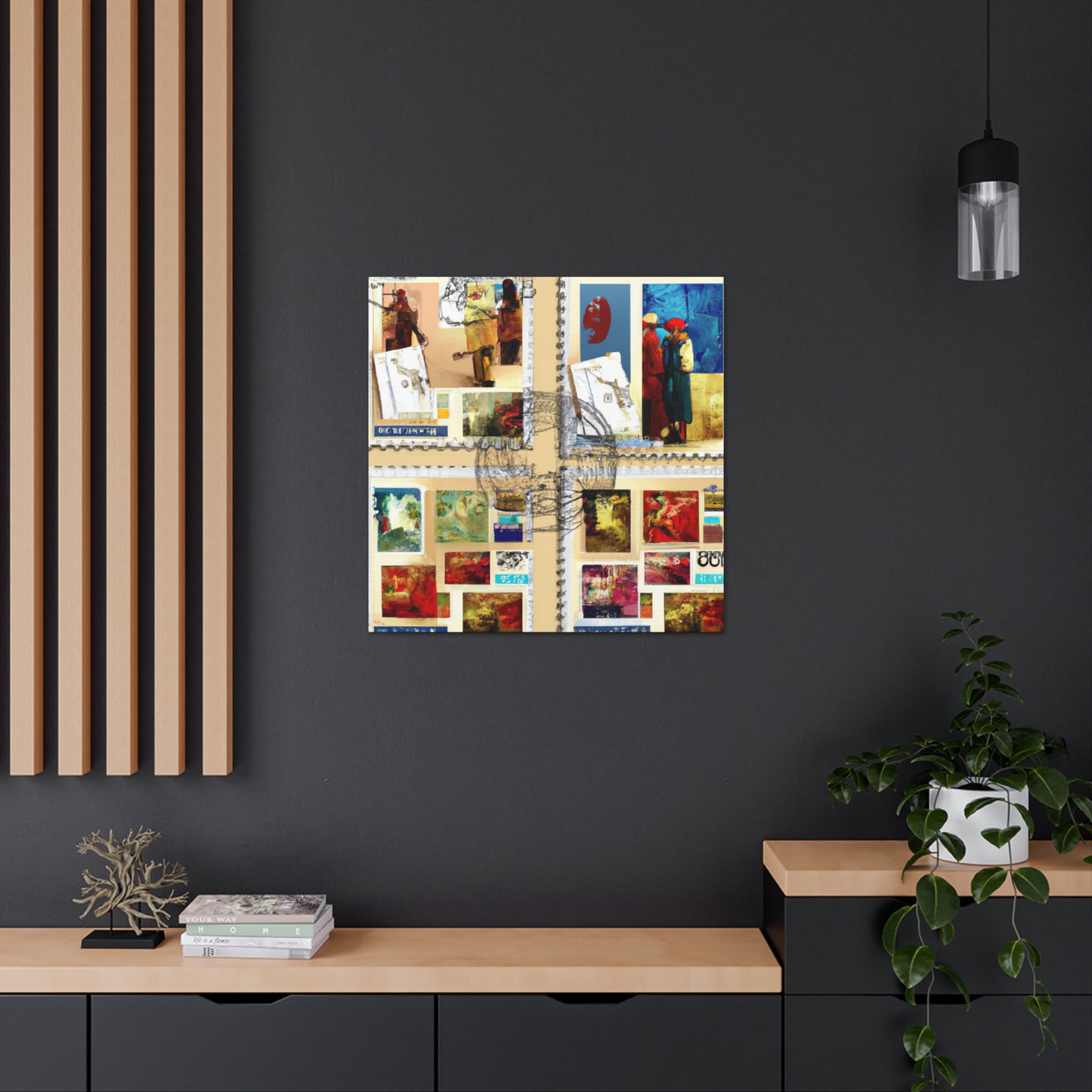 "Cultural Connections" - Postage Stamp Collector Canvas Wall Art