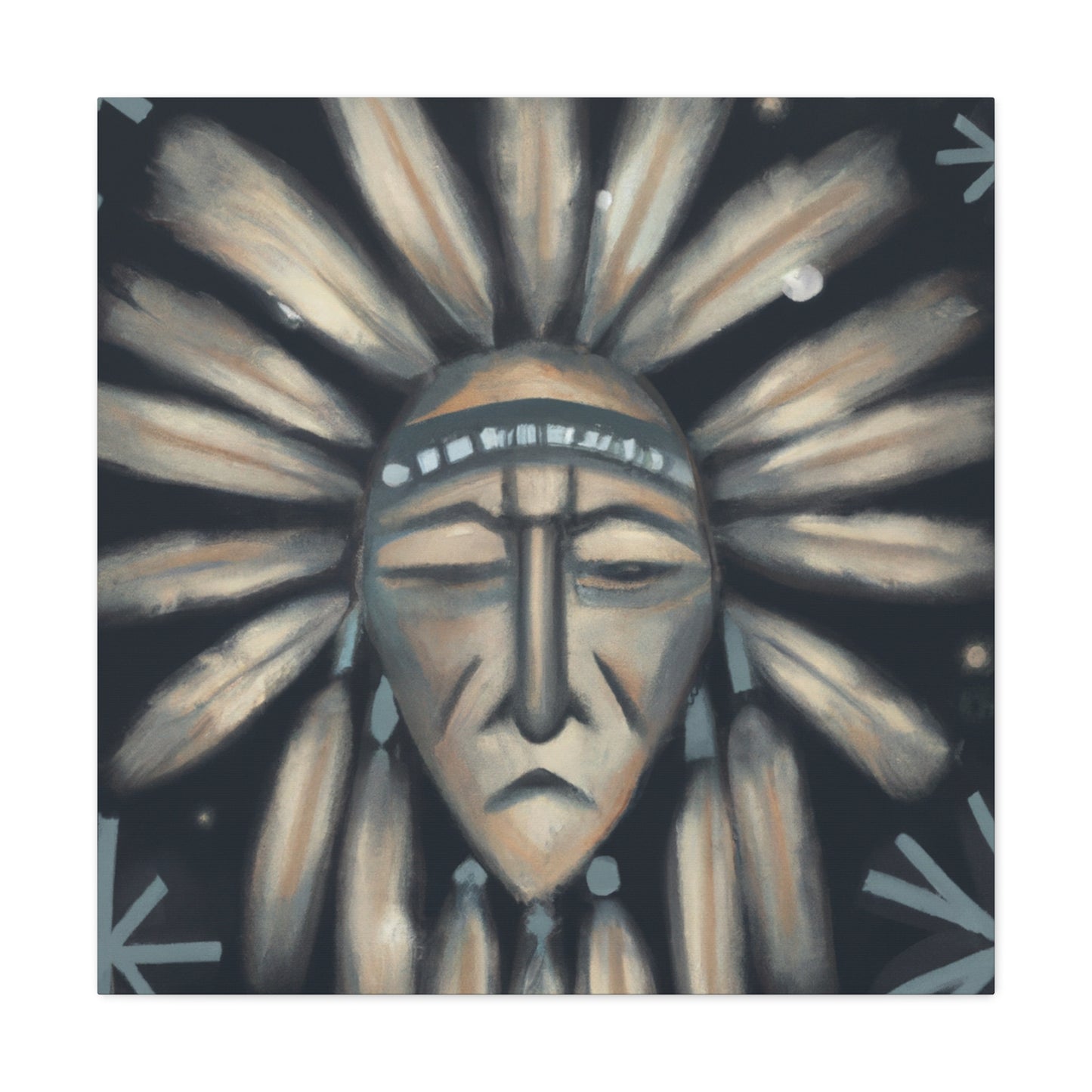 Chief Peacekeeper Running Wolf - Native American Indian Canvas Wall Art