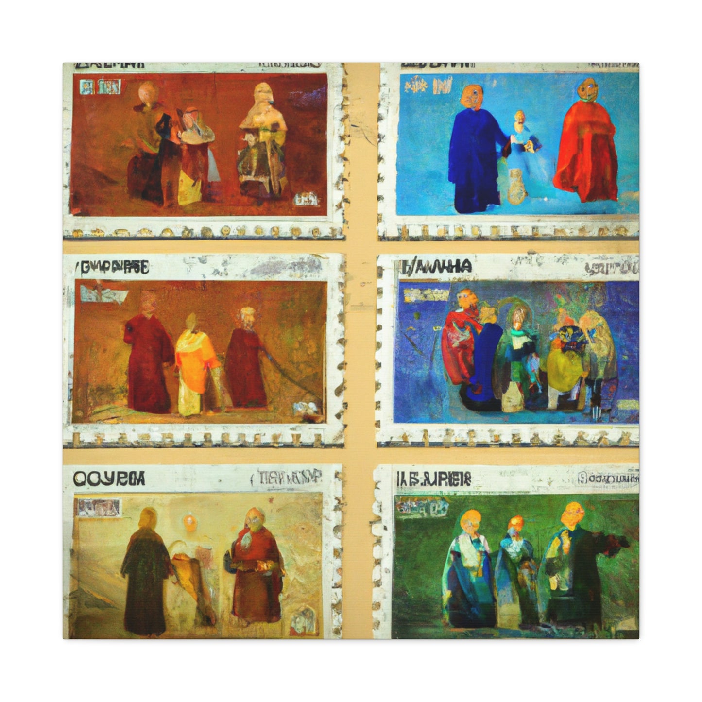 Global Celebration Stamps - Postage Stamp Collector Canvas Wall Art