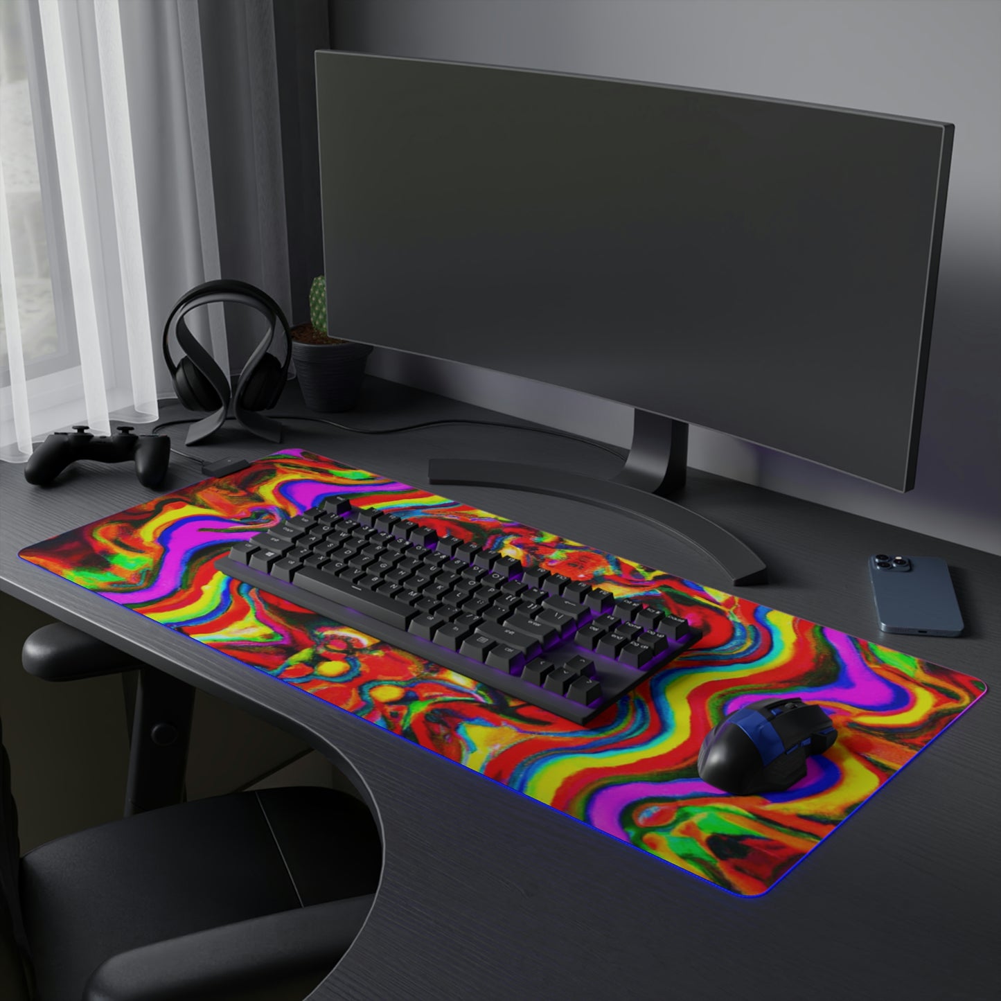 Rockettor Randy - Psychedelic Trippy LED Light Up Gaming Mouse Pad