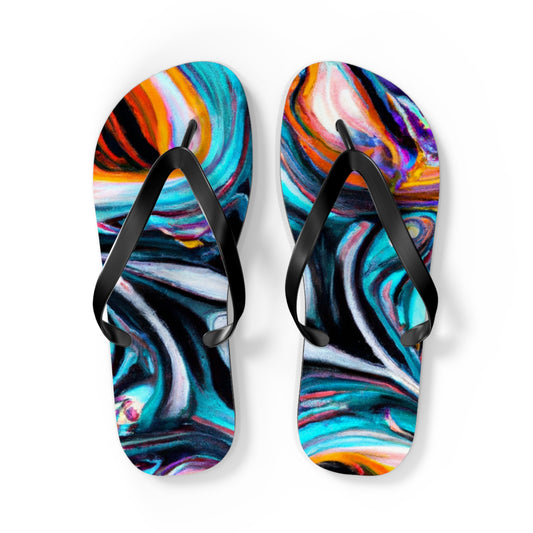 :

Helen Miller, Shoemaker. - Psychedelic Trippy Flip Flop Beach Sandals