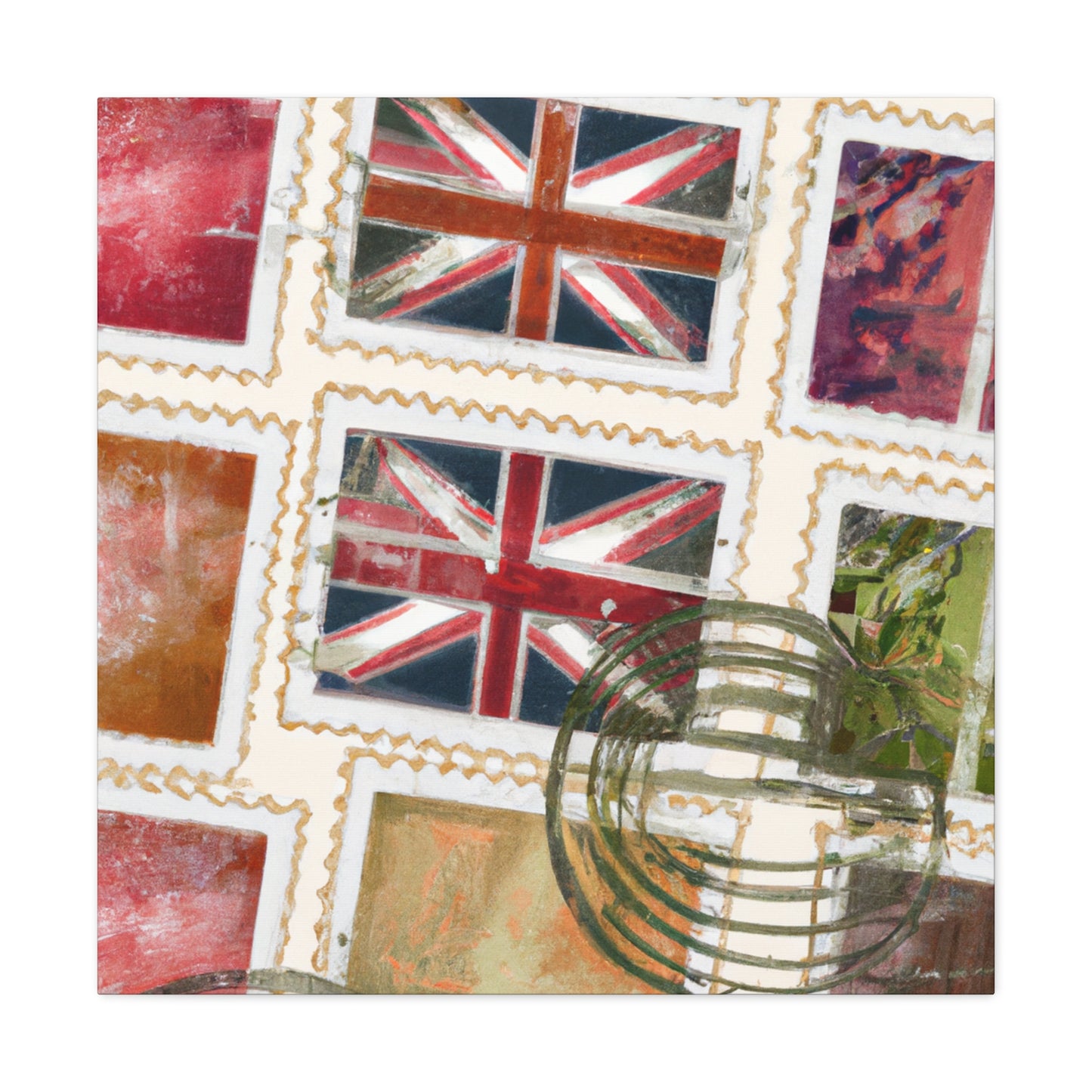 Global Traveler Stamps - Postage Stamp Collector Canvas Wall Art