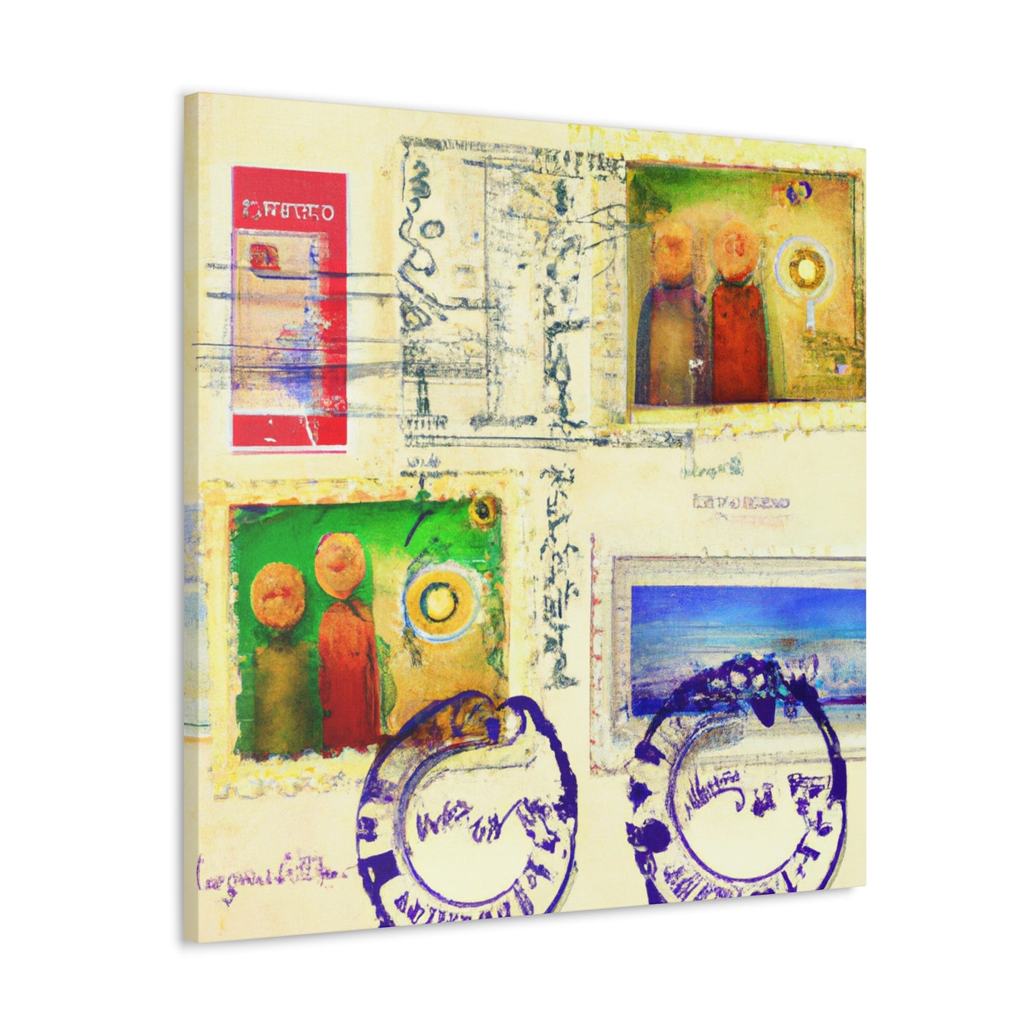 Global Echoes Stamps - Postage Stamp Collector Canvas Wall Art