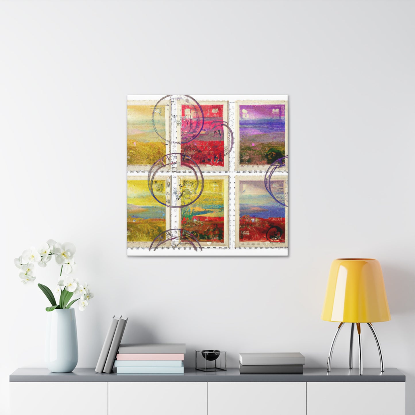 "Cultural Vistas" - Postage Stamp Collector Canvas Wall Art