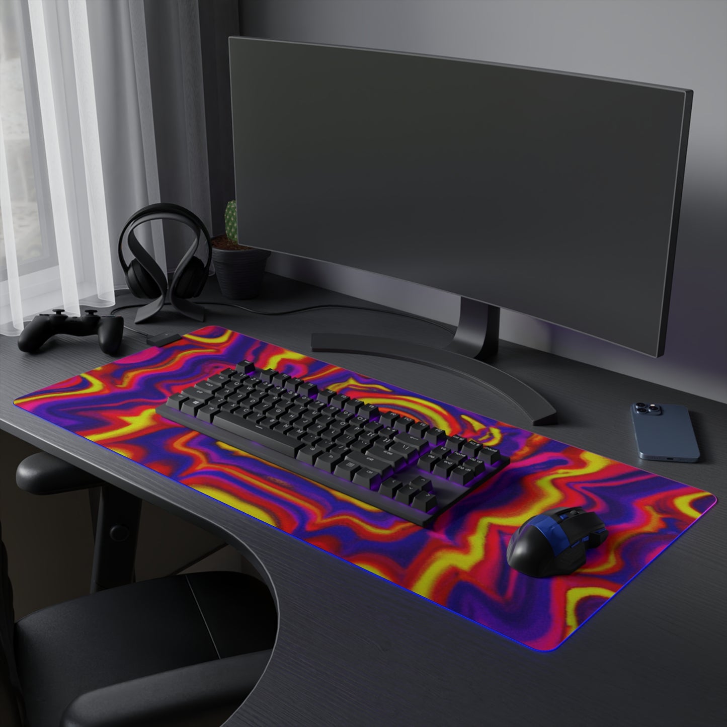 Sgt. Rockabilly - Psychedelic Trippy LED Light Up Gaming Mouse Pad